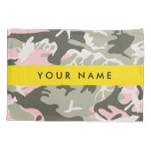 ピンクと緑の迷彩自分の名前をパーソナライズ 枕カバー (裏面)