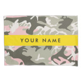 ピンクと緑の迷彩自分の名前をパーソナライズ 枕カバー (正面)