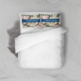 ピンクと緑の迷彩自分の名前をパーソナライズ 枕カバー