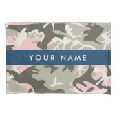 ピンクと緑の迷彩自分の名前をパーソナライズ 枕カバー (正面)