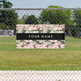 ピンクと緑の迷彩自分の名前をパーソナライズ 横断幕