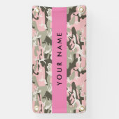 ピンクと緑の迷彩自分の名前をパーソナライズ 横断幕 (縦)