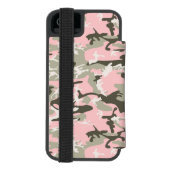 ピンクと緑の迷彩自分の名前をパーソナライズ INCIPIO iPhoneウォレットケース (フォリオ裏面)