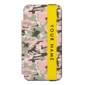 ピンクと緑の迷彩自分の名前をパーソナライズ INCIPIO iPhoneウォレットケース (フォリオ 正面)