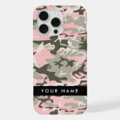 ピンクと緑の迷彩自分の名前をパーソナライズ iPhoneケース (裏面)