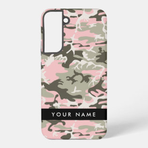 ピンクと緑の迷彩自分の名前をパーソナライズ SAMSUNG GALAXY S22+ケース