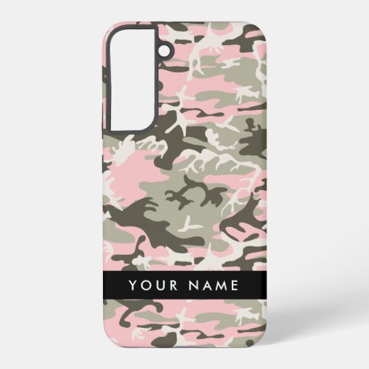 ピンクと緑の迷彩自分の名前をパーソナライズ SAMSUNG GALAXYケース (裏面)