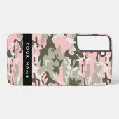 ピンクと緑の迷彩自分の名前をパーソナライズ SAMSUNG GALAXYケース (裏面横)