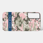 ピンクと緑の迷彩自分の名前をパーソナライズ SAMSUNG GALAXYケース (裏面横)