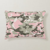 ピンクと緑の迷彩、軍隊、陸軍 アクセントクッション (正面)