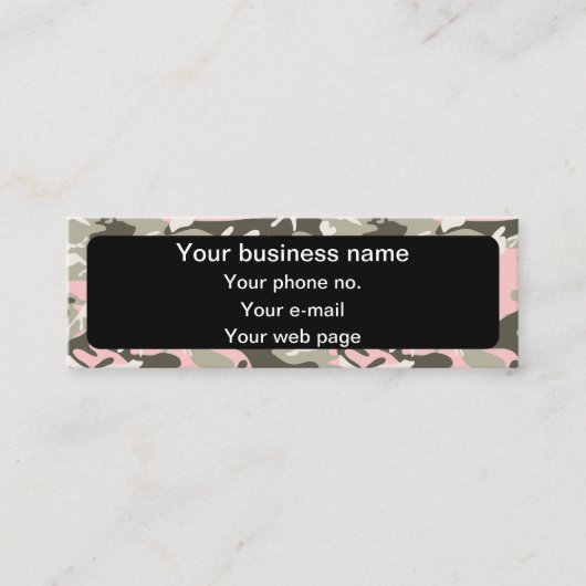 ピンクと緑の迷彩、軍隊、陸軍 スキニー名刺 (正面)