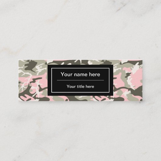 ピンクと緑の迷彩、軍隊、陸軍 スキニー名刺 (裏面)