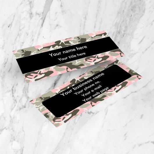 ピンクと緑の迷彩、軍隊、陸軍 スキニー名刺