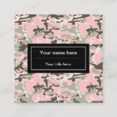 ピンクと緑の迷彩、軍隊、陸軍 スクエア名刺 (裏面)