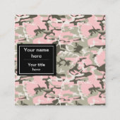 ピンクと緑の迷彩、軍隊、陸軍 スクエア名刺 (裏面)