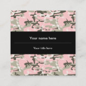 ピンクと緑の迷彩、軍隊、陸軍 スクエア名刺 (裏面)