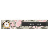 ピンクと緑の迷彩、軍隊、陸軍 デスクネームプレート (正面)