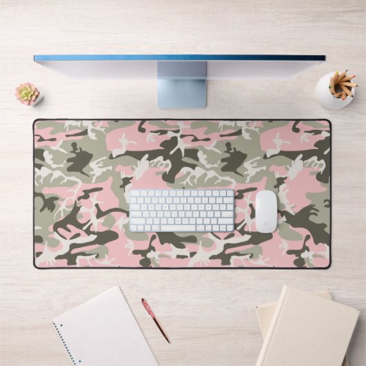 ピンクと緑の迷彩、軍隊、陸軍 デスクマット (オフィス1)