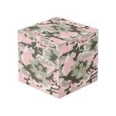 ピンクと緑の迷彩、軍隊、陸軍 フォトキューブ (裏面アングル)