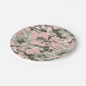 ピンクと緑の迷彩、軍隊、陸軍 ペーパープレート (アングル)