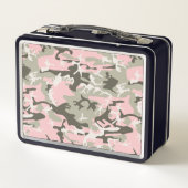 ピンクと緑の迷彩、軍隊、陸軍 メタルランチボックス (裏面)