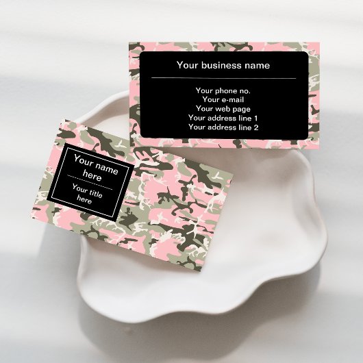 ピンクと緑の迷彩、軍隊、陸軍 名刺