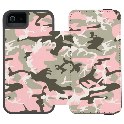 ピンクと緑の迷彩、軍隊、陸軍 INCIPIO iPhoneウォレットケース (フォリオ Open)