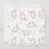 ピンクと緑の長い茎のワイルドフラワーブライダル茶 招待状 (裏面)