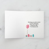 ピンクと緑の長い茎のワイルドフラワー誕生日 カード (内部)