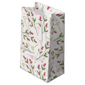 ピンクと緑の長い茎のワイルドフラワー誕生日 スモールペーパーバッグ (裏面アングル)