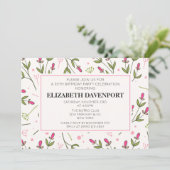 ピンクと緑の長い茎のワイルドフラワー誕生日 招待状 (スタンド正面)