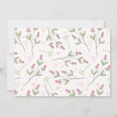 ピンクと緑の長い茎のワイルドフラワー誕生日 招待状 (裏面)