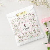 ピンクと緑の長い茎の花ありがとう フェイバーバッグ (封をした状態)