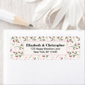 ピンクと緑の長い茎の花 ラベル (インサイチュ)