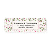 ピンクと緑の長い茎の花 ラベル (正面)