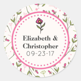 ピンクと緑の長い茎の野生の結婚花 ラウンドシール