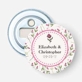 ピンクと緑の長い茎の野生の結婚花 栓抜き