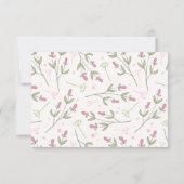 ピンクと緑の長い茎ワイルドフラワーウェディングRSVP 出欠カード (裏面)