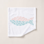 ピンクと緑の魚 バスタオルセット (ウォッシュタオル)