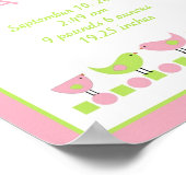 ピンクと緑の鳥の女の子子供部屋ウォールアート ポスター (角)