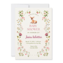 ピンクと緑の鹿とフローラの赤ちゃんシャワー