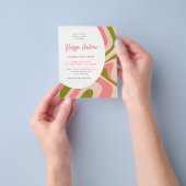 ピンクと緑のGroovyブライダルシャワー招待状 チラシ (手)