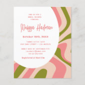 ピンクと緑のGroovyブライダルシャワー招待状 チラシ (正面)