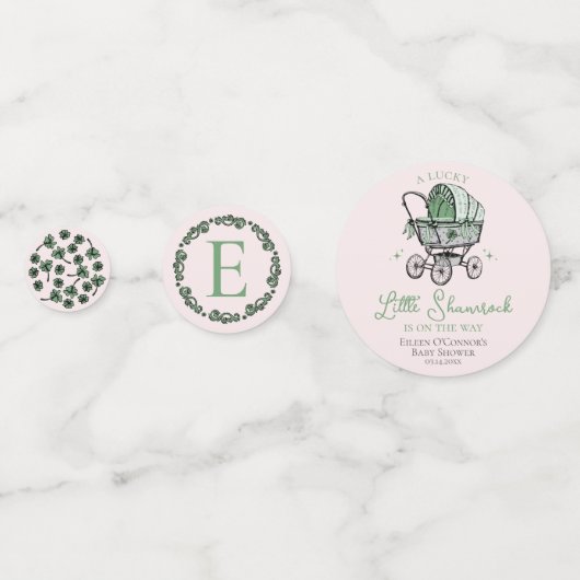 ピンクと緑のSt patricks赤ちゃんシャワーテーブル コンフェッティ (裏面)