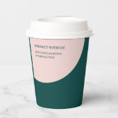 ピンクと緑 |カラーブロックビジネスカスタムコーヒー 紙コップ (裏面)