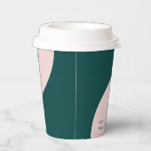 ピンクと緑 |カラーブロックビジネスカスタムコーヒー 紙コップ (右)