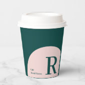 ピンクと緑 |カラーブロックビジネスカスタムコーヒー 紙コップ (正面)