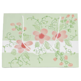 ピンクと緑 ラージペーパーバッグ