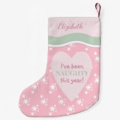 ピンクと緑、星と名前 スモールクリスマスストッキング (裏面)