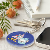 ピンクと脳 |レトロキャラクターグラフィックス キーホルダー (正面右)